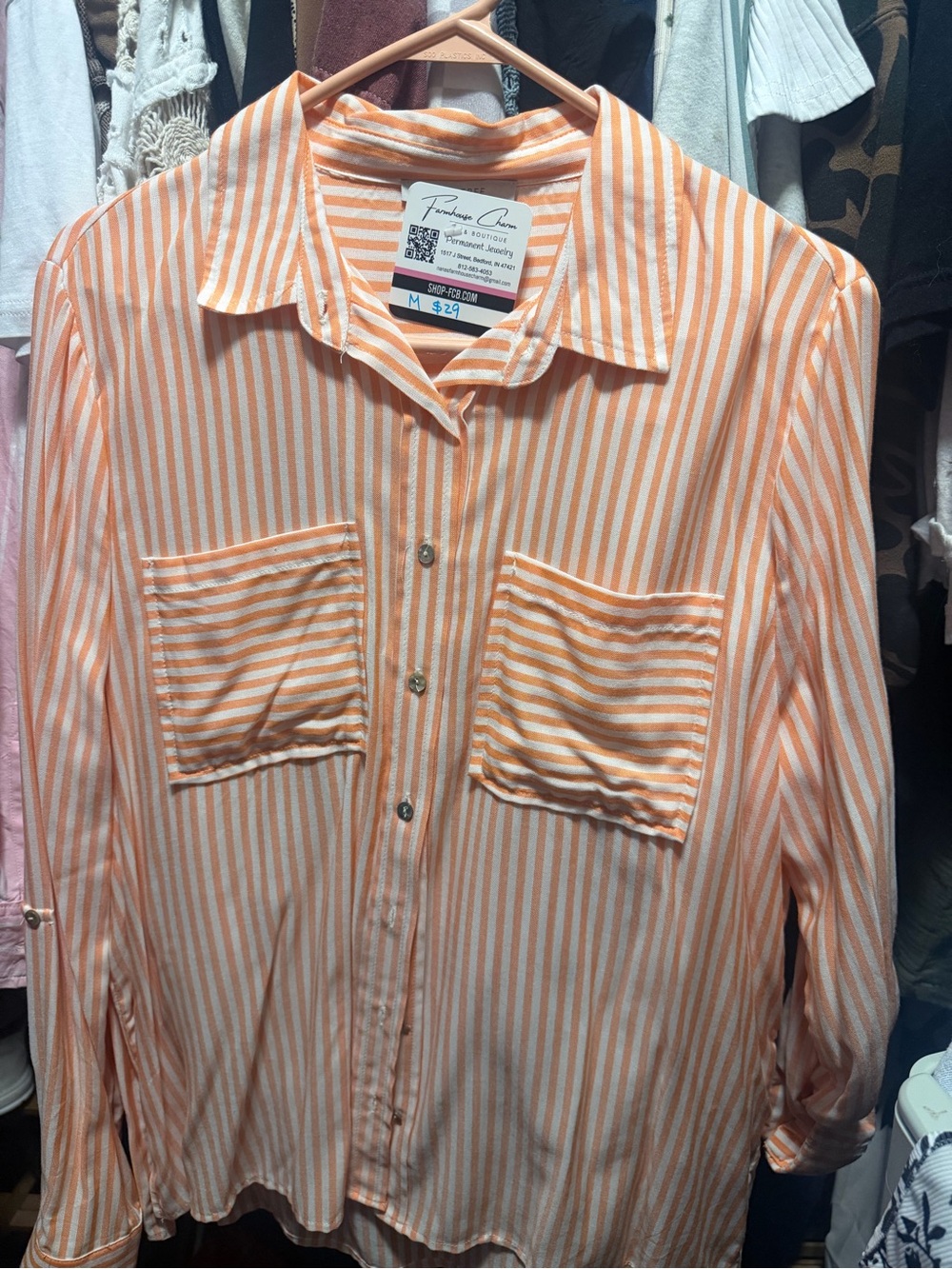 NWT love tree - lightweight orange stripe long sleeve